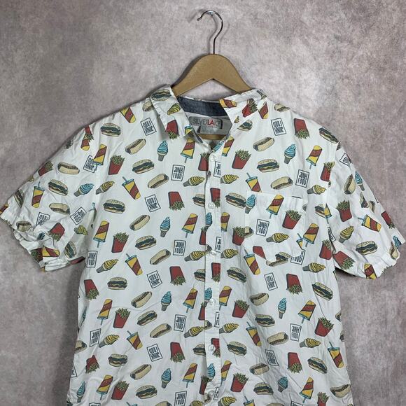 Siverlake Shirt Mens‎ Large White Junk Food Fast Food Button Up Short Sleeves - Picture 3 of 10